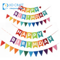 Fornecimento de fábrica, impressão digital colorida personalizada, banners de festa de feliz aniversário com logotipo próprio para venda
